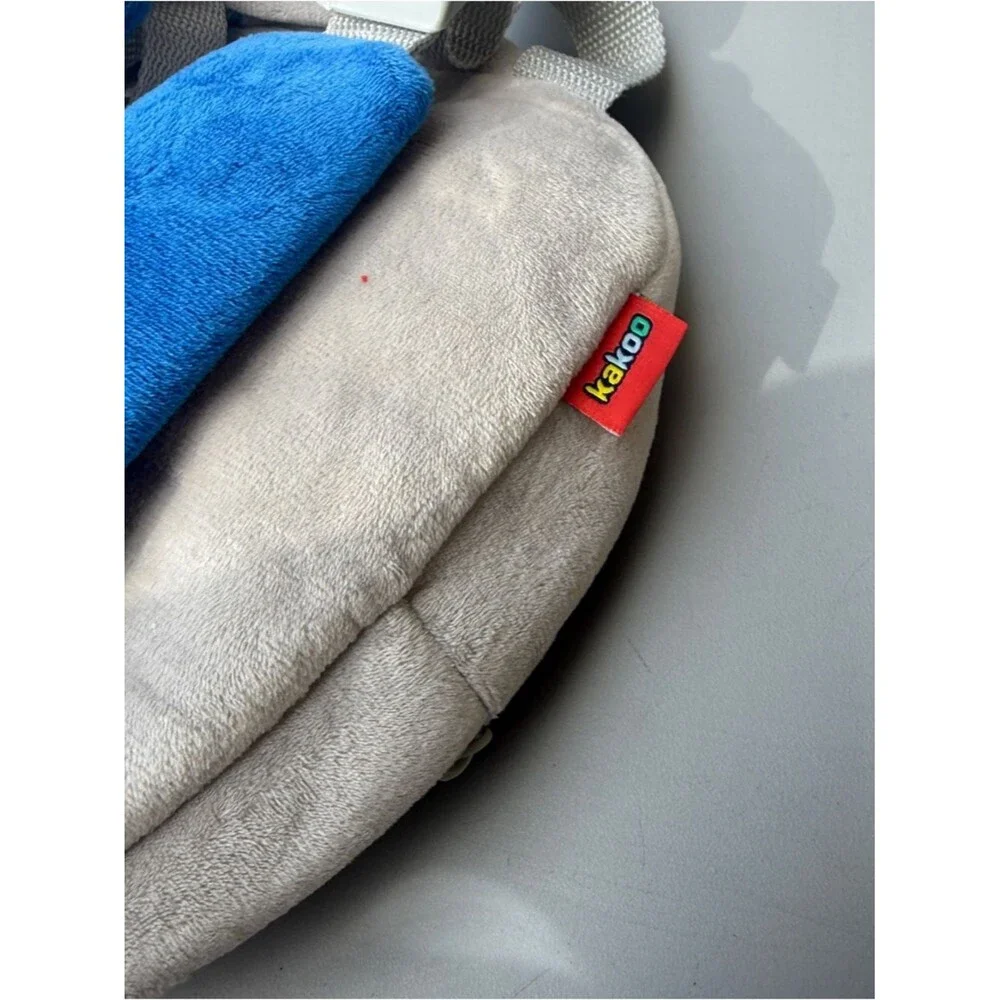 Plush Bear Kids Backpack in Light Gray and Bright Blue like new nwot A11